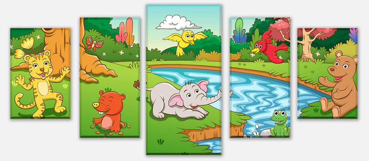 wandmotiv24 Leinwandbild Tiere im Dschungel Variante 4-200 x 90cm Bilder auf Leinwand, Wandbild M098