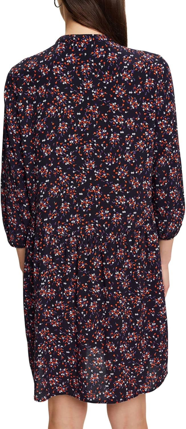 ESPRIT Midikleid aus Webstoff mit Allover-Muster 32 Navy, 32 Navy