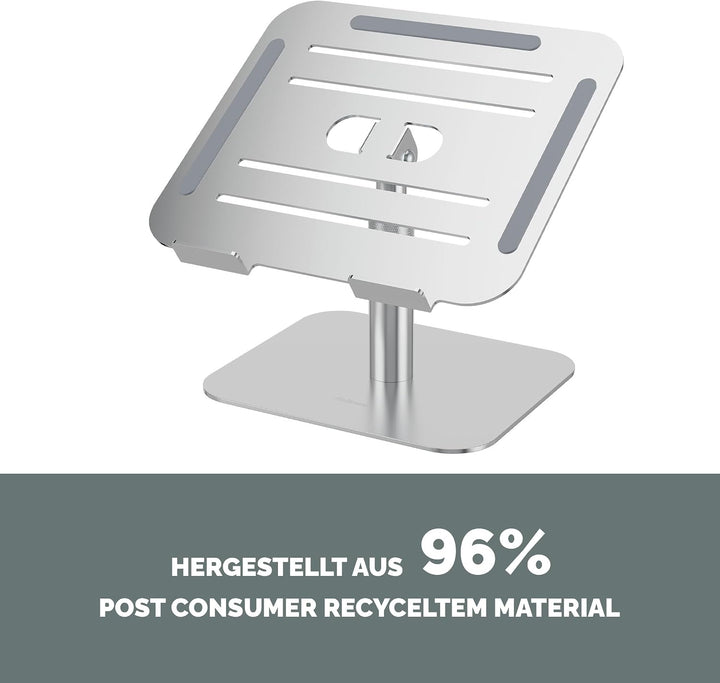 Fellowes Alumia™ Laptopständer – Ergonomisch, höhen- &amp; neigungsverstellbar – Aus recyceltem Aluminiu