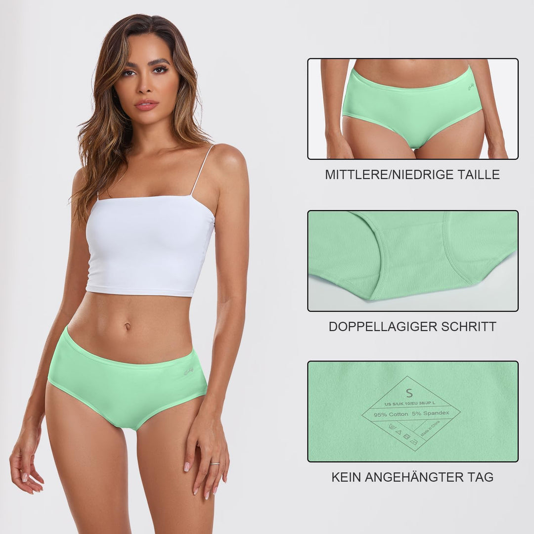 coskefy Unterhosen Damen, 6er Pack Slips Damen Baumwolle, Bequeme Frauen Unterwäsche, Atmungsaktiv P