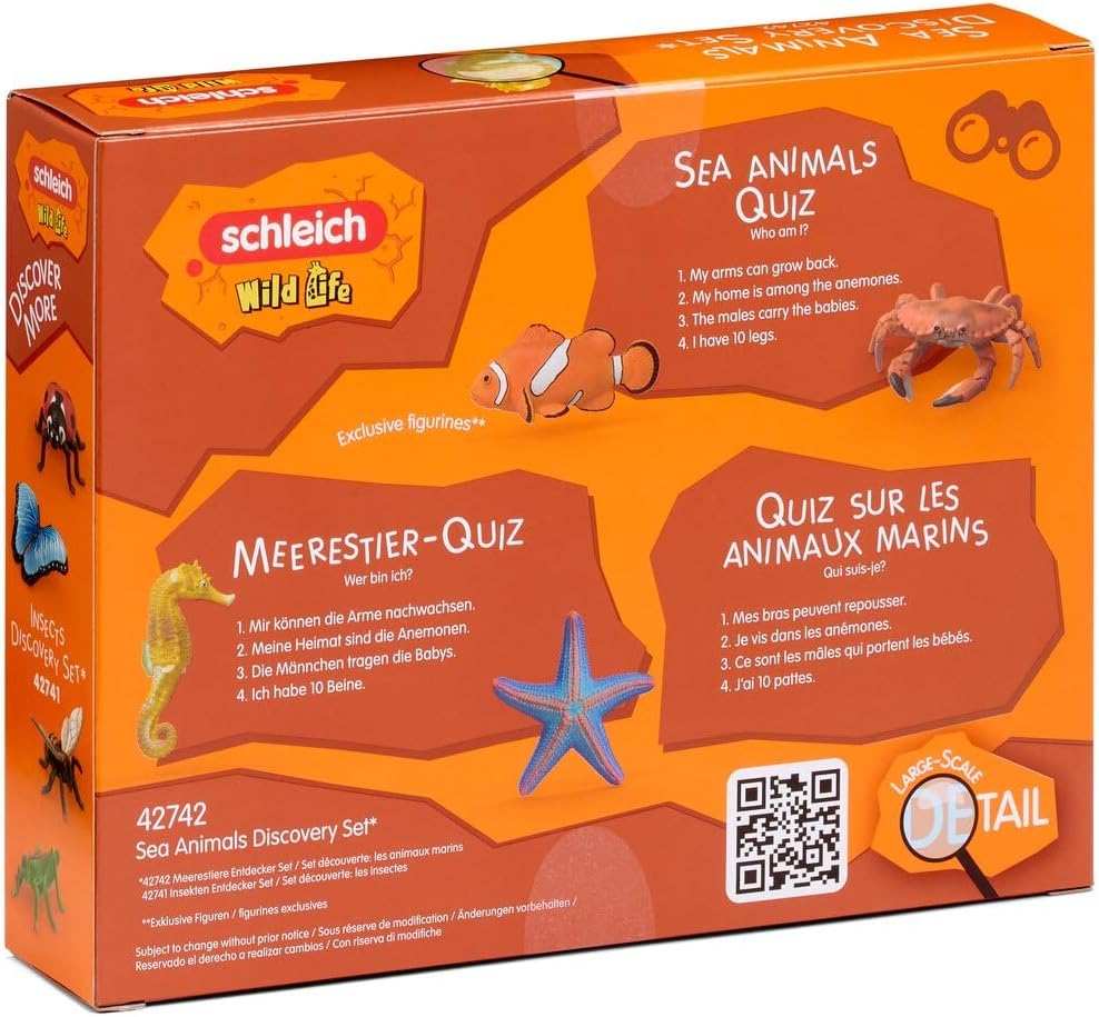 Schleich WILD Life | Meerestiere Entdecker Set 42742 | 4 Teile | detailgetreues Ozean Spielset mit S