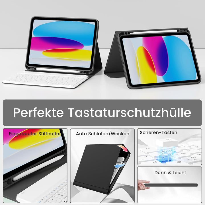 Hülle mit Tastatur für iPad 11 Generation (A16) 11 Zoll 2025/10 Generation 10.9 Zoll 2022, Mit Magne
