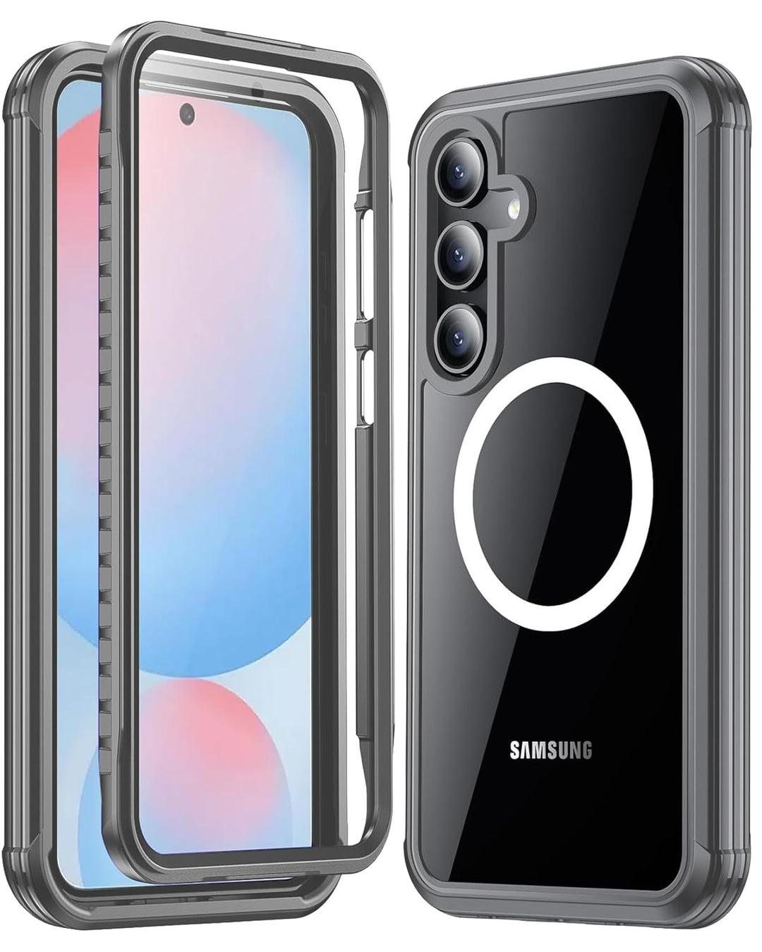 Miimall Dünn Hülle für Samsung Galaxy S24 FE Handyhülle mit Displayschutz, Kompatibel für MagSafe, 3