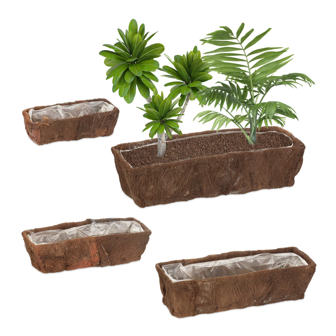 Relaxdays Blumenkasten, 4 unterschiedliche Grössen, für Garten, Balkon & Fensterbank, Dekoblumentopf
