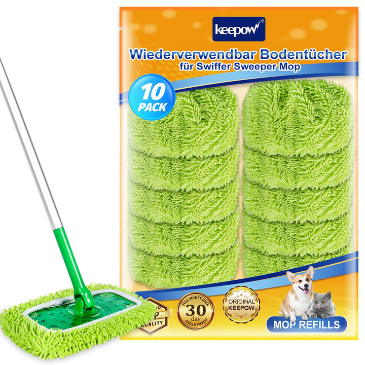 KEEPOW Mikrofaser-Tücher für Swiffer Bodenwischer – ideal für Swiffer Feuchte Bodentücher, Chenille-