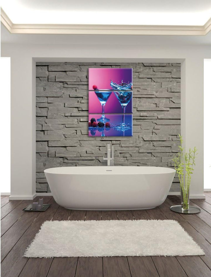 Pixxprint Coole Cocktails als Leinwandbild | Grösse: 3 Teilig (120x80) | Wandbild| Kunstdruck | fert