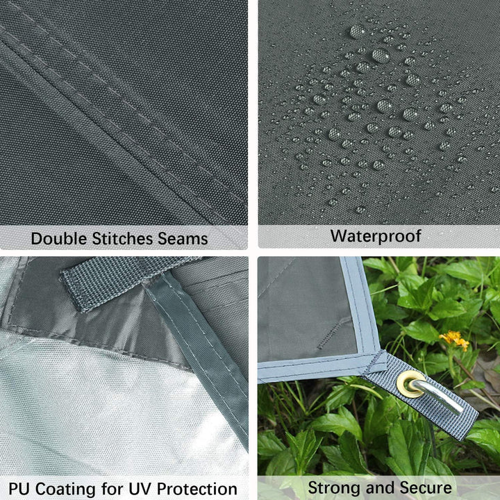 Unigear Tarp 3x3 3x4 3x5 4x4 wasserdicht, Zeltplane für Hängematte mit Ösen + 6/8 Erdnägel + 6/8 Sei