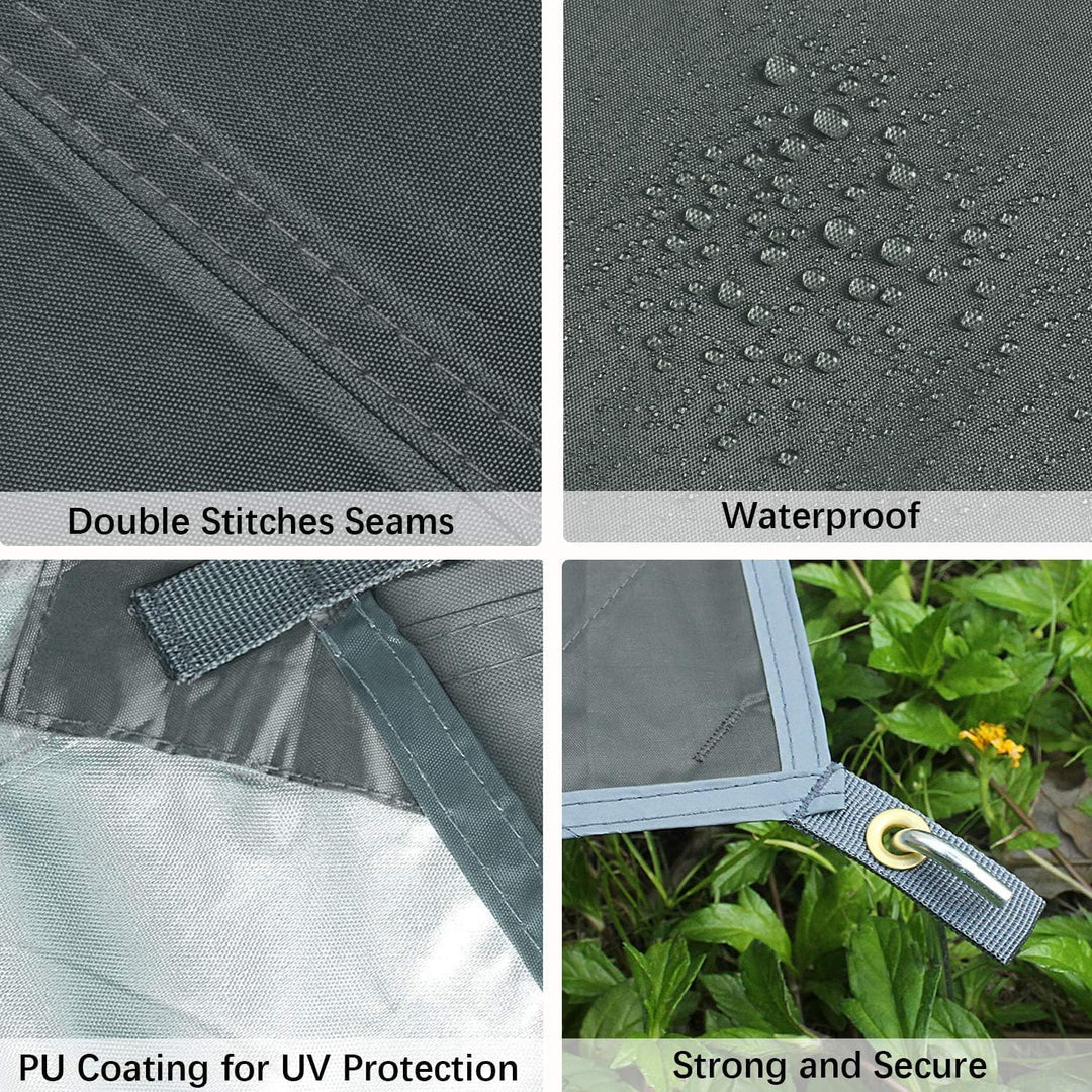 Unigear Tarp 3x3 3x4 3x5 4x4 wasserdicht, Zeltplane für Hängematte mit Ösen + 6/8 Erdnägel + 6/8 Sei