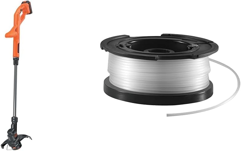 Black+Decker Rasentrimmer ST1823, schwarz orange + vollautomatische Einzelfadenspule (für Rasentrimm