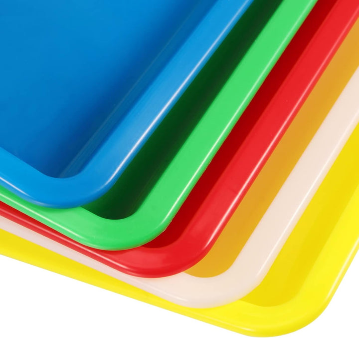 20 Stück Buntes Kunststoff Tablett Rechteckig, 28 x 21,5 x 3 cm Mehrfarbig Kunsttabletts aus Kunstst