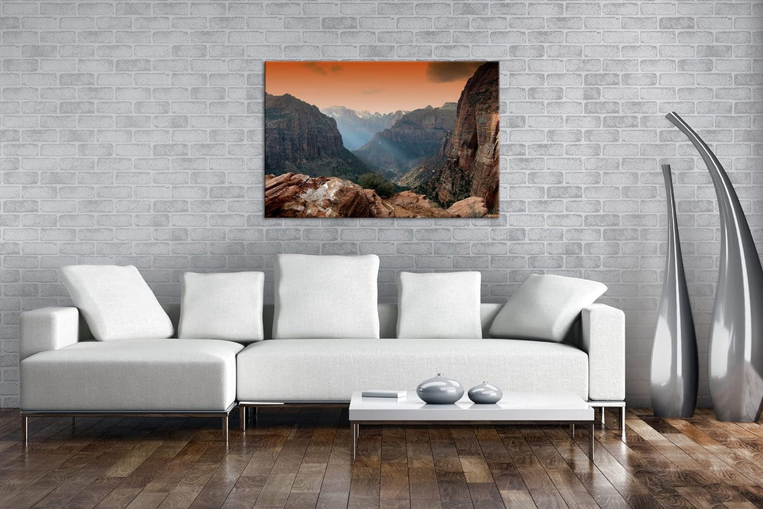 deyoli atemberaubender Zion-Nationalpark im Format: 80x60 als Leinwandbild, Motiv fertig gerahmt auf