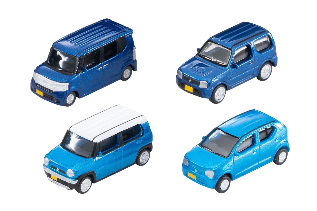 TomyTEC 323686 Car-Collection, 4X Honda/Suzuki, blau Spur N 1:150