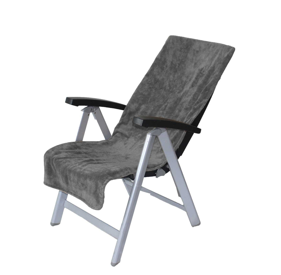 2er Pack Schonbezug für Gartenstuhl Campingstuhl Twin-Star 60x130 95° waschbar (Schiefer), Schiefer