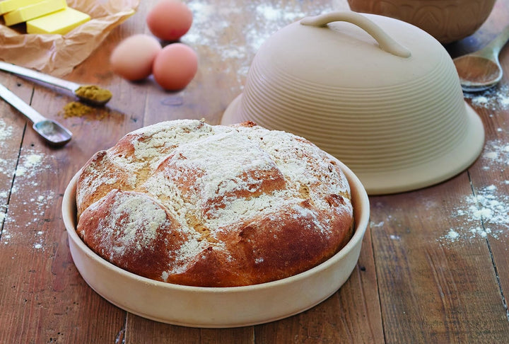 KitchenCraft Home Made Brotglocke mit Rezept in Geschenkbox, Rund, Steinzeug, 30 cm Einzeln, Einzeln