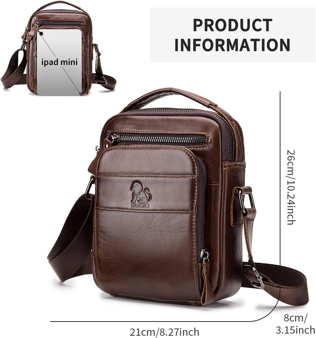 BAIGIO Leder Umhängetasche Herren Schultertasche Vintage Männer Tasche Crossbody Bag Herrentasche zu