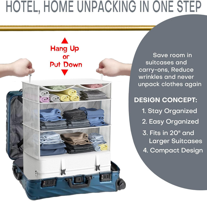 Koffer Organizer Hängende Verpackung Würfel Tragbare Schrank Regale Kompressive Reisegepäck Essentia