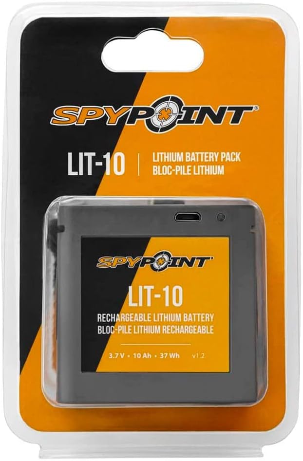 Spypoint LIT-10 Lithium-Akku inkl. AC-USB-Ladekabel/Wieder aufladbarer Zusatz-Akku für Wildkameras u