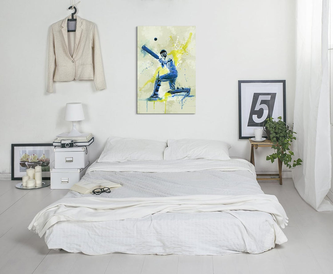 Paul Sinus Art Cricket 90x60cm SPORTBILDER Splash Art Wandbild Aquarell Art