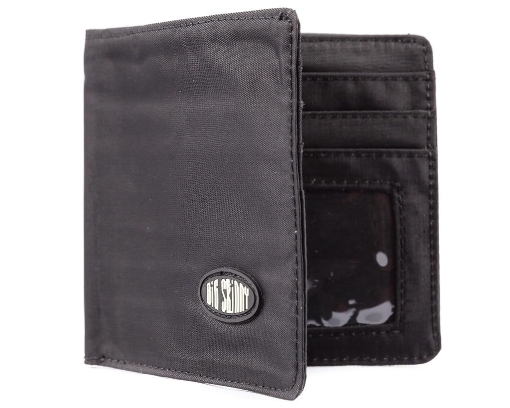 Big Skinny Men's World Slim Wallet mit Reissverschlussfach, für bis zu 35 Karten Schwarz, Schwarz