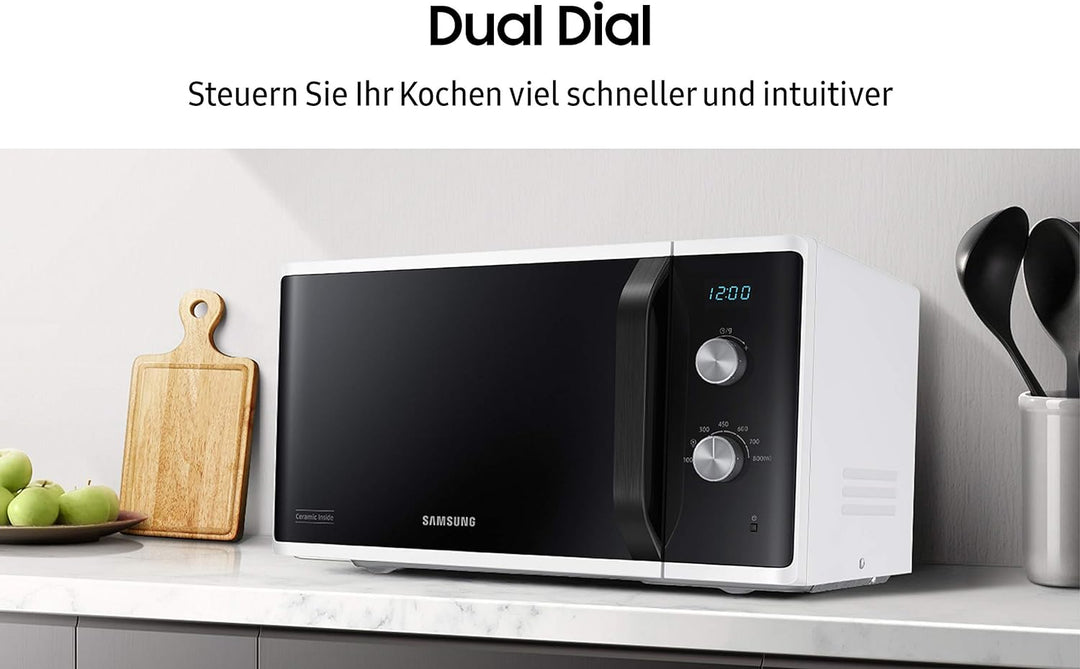 Samsung MW3500 Mikrowelle MS23K3614AW/EG / 800 W / 23 L Garraum / 48, 9 cm Breite / Kratzfester Kera