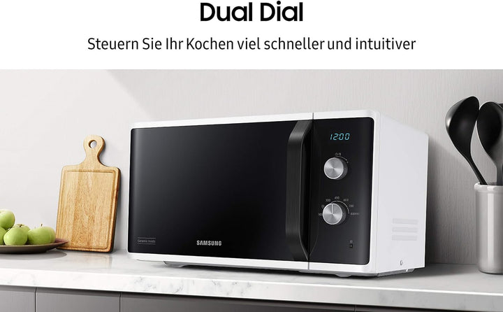 Samsung MW3500 Mikrowelle MS23K3614AW/EG / 800 W / 23 L Garraum / 48, 9 cm Breite / Kratzfester Kera
