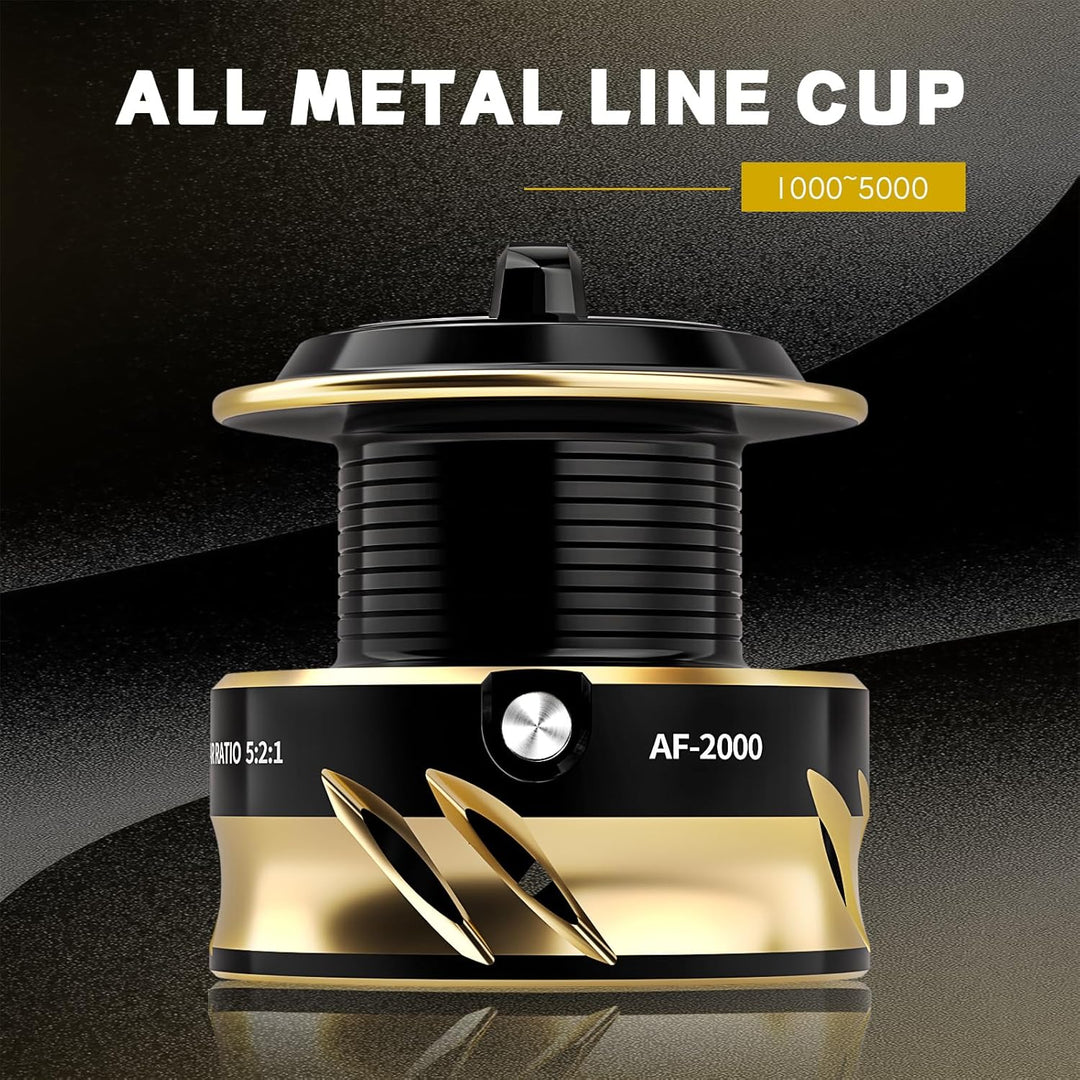 Ashconfish Spinn-Angelrolle, Graphitkörper, 7 + 1 Edelstahl BB, 5,0:1 Übersetzung, leichte Spinnroll