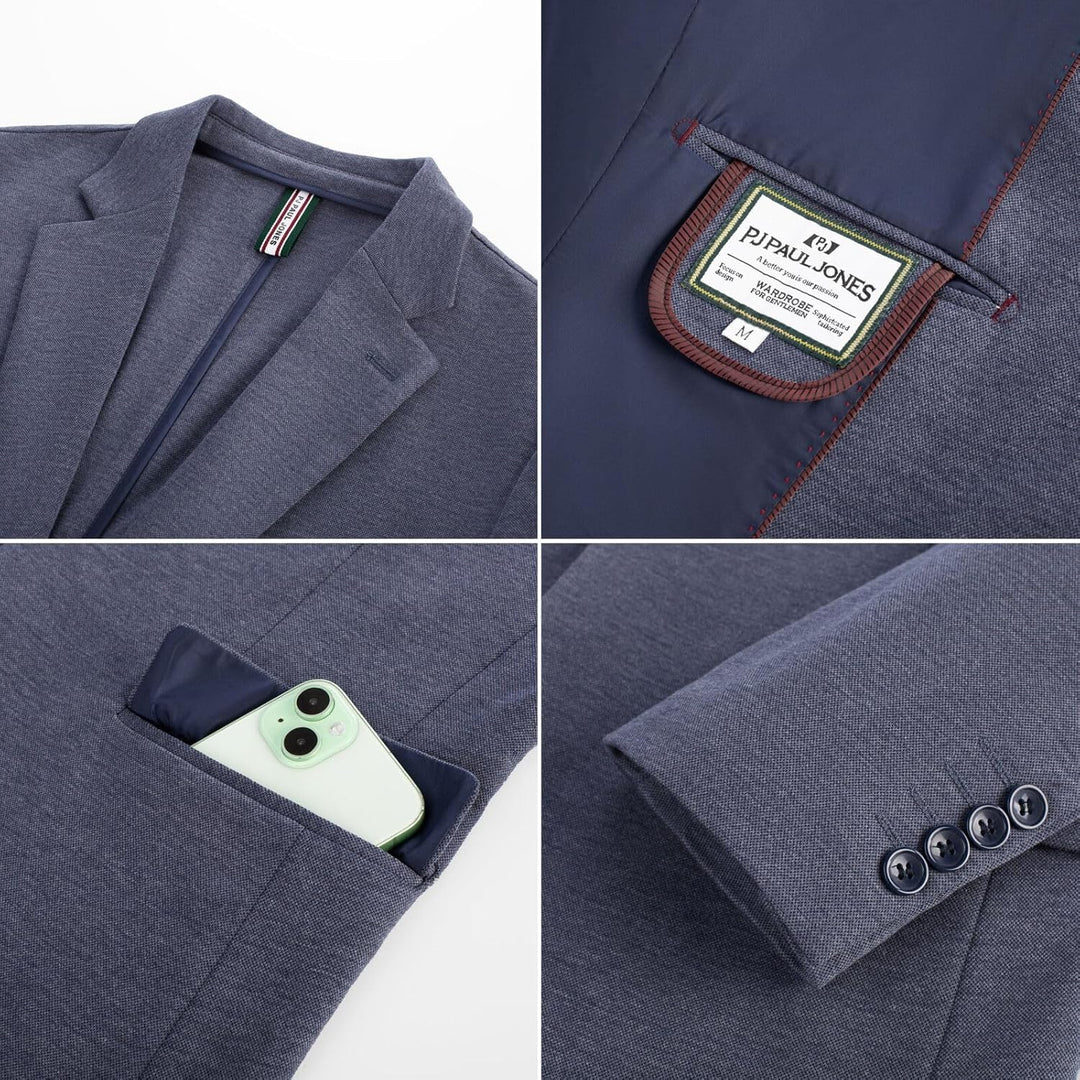 PJ PAUL JONES Herren Sakko Sportlich Freizeit Blazer Jackett 1 Knöpfe Modern Regular Fit Anzugjacke
