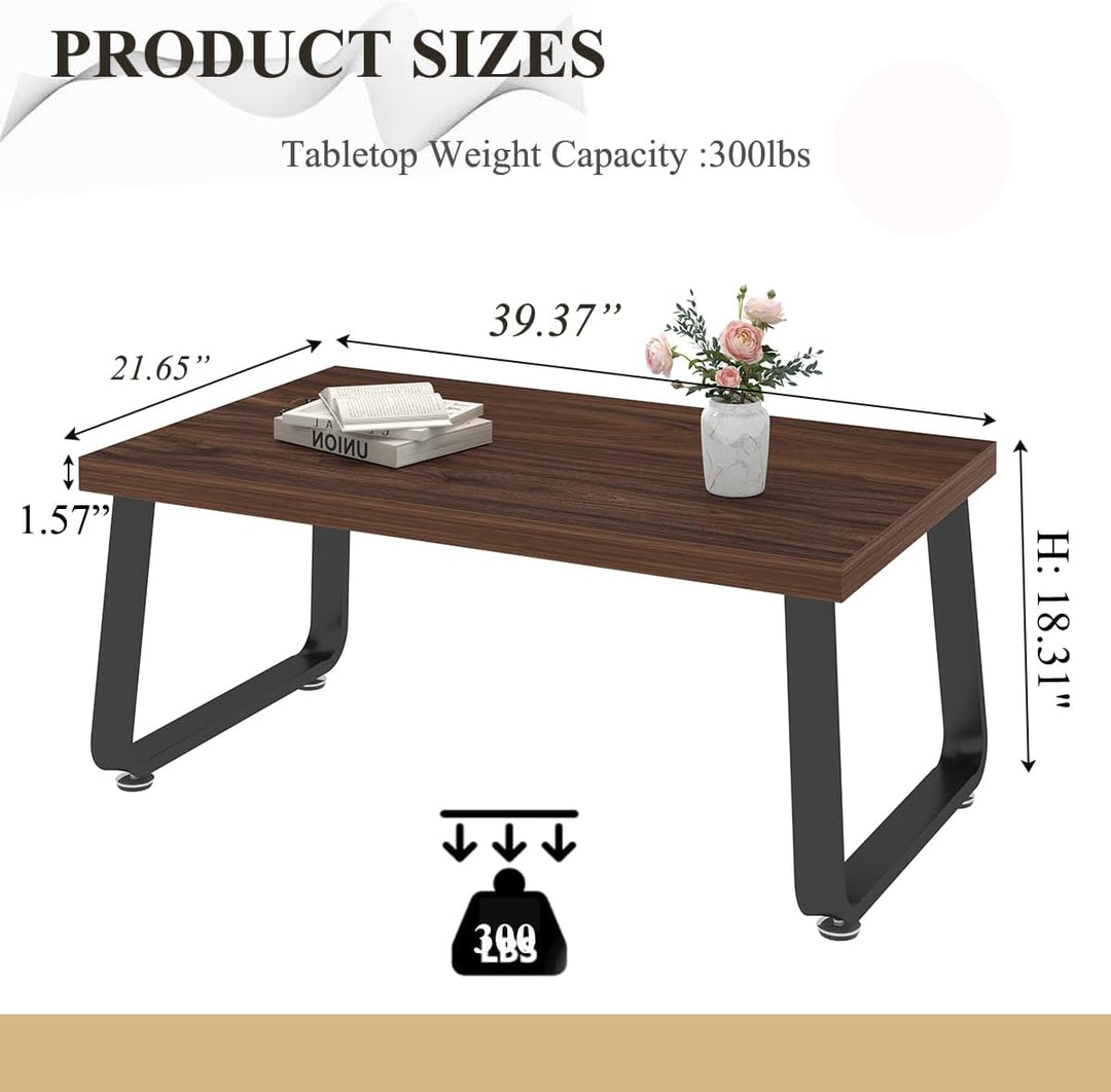 HSH Couchtisch Schwarz 100 x 55 x 46.5 cm Walnuss, 55T x 100B x 46.5H cm Walnuss
