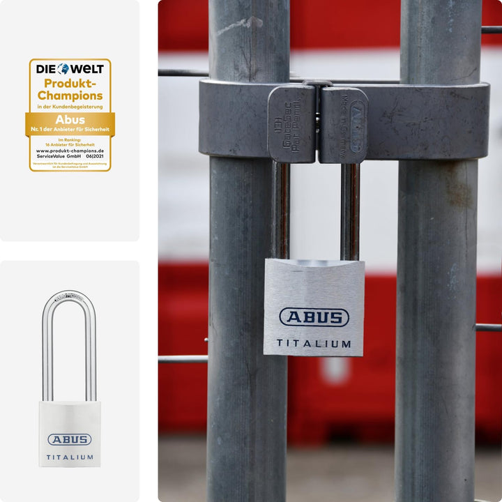 ABUS Titalium Vorhängeschloss 80TI/40HB63 gl.-8011 - gleichschliessend und mit hohem Bügel - leichte