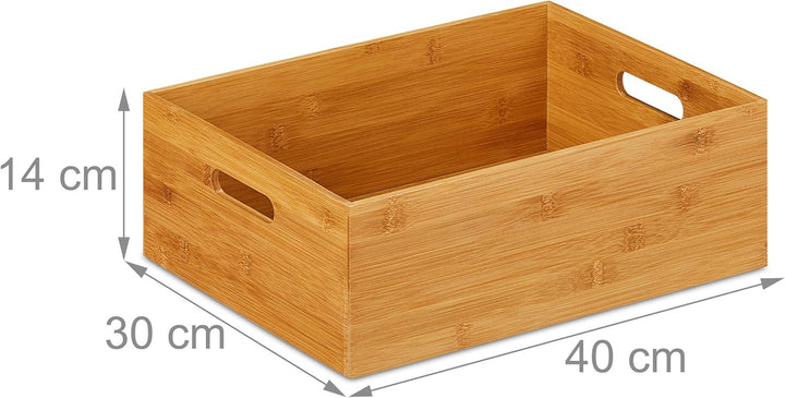 Relaxdays Aufbewahrungskiste Bambus, stabil, offen, Ordnungsbox ohne Deckel, HBT: 14 x 40 x 30 cm, B