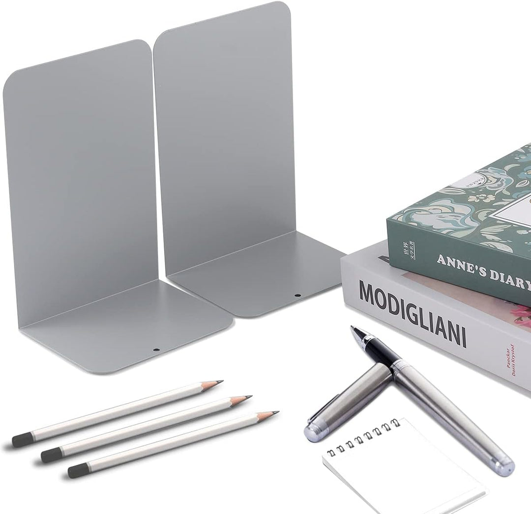 MSDADA Buchstützen aus Metall L, 102x203x135mm, 2 Paar CD Buchständer Kinder, Bücherregal für Schule