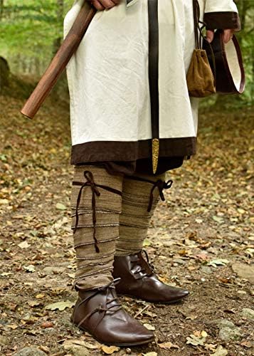 Battle-Merchant Mittelalter Wadenwickel für Damen und Herren, Paar, mit Fischgrätmuster für Mittelal