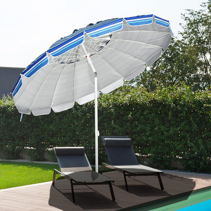 GOPLUS Strandschirm, Sonnenschirm um 30° knickbar, Gartenschirm UV 50+, Tischschirm mit Bodenhülse,