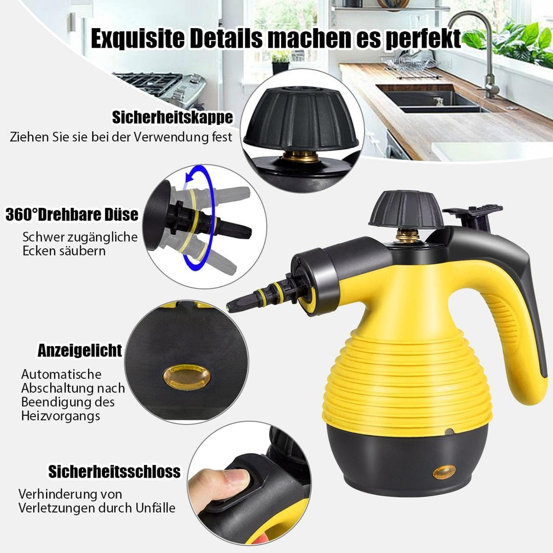 SOARS Dampfreiniger Handgerät mit 9 Zubehör, Dampfdruck: 3 bar, Max. 135 ℃, Aufheizzeit: 3-5min., Le