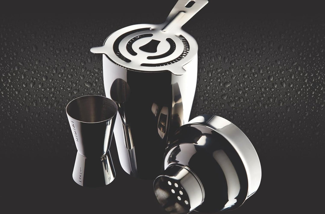 BAR CRAFT Cocktail-Set Edelstahl in Silber 3-teilig, 12 x 17 x 22 cm, 3-Einheiten