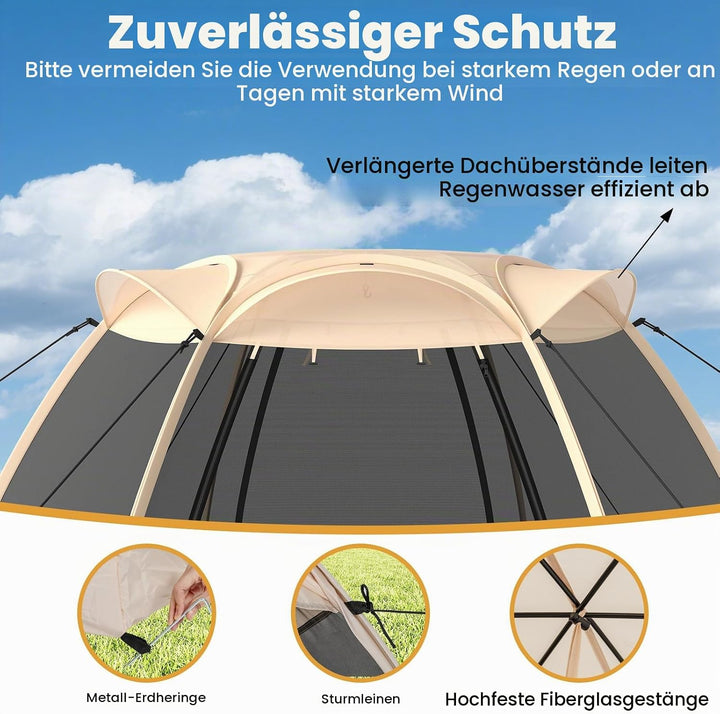 FANTASK Pop-Up-Zelt, faltbares Pavillon mit Rundum-Mesh &amp; Tragetasche &amp; Sonnendach, Sonnenschutzzelt
