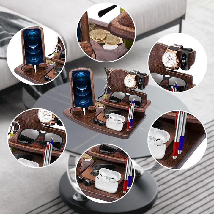 Weihnachten Geschenke für Männer Geburtstag Holz Telefon Dockingstation Schreibtisch Nachttisch Orga