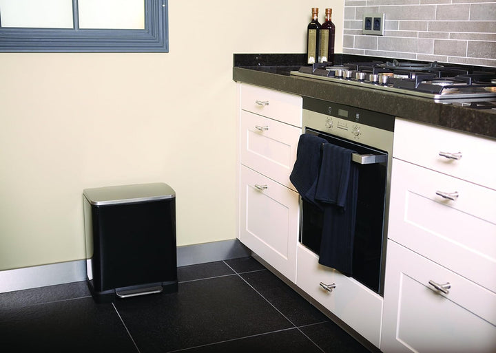 EKO E-Cube Tretmülleimer 10+9L Mülltrenner (32 x 36,6 x 44,5 cm, Dämpfer-System, Fingerabdruck frei,