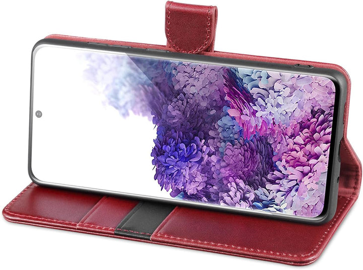 LENSUN Echtleder Hülle für Samsung Galaxy S20, Handyhülle [Echtes Leder] [Magnetverschluss] [RFID Bl