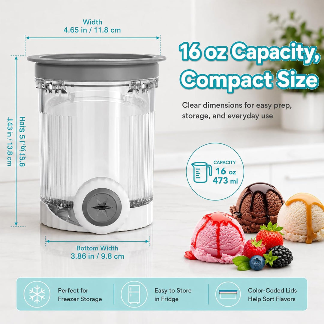4 Stück Behälter Kompatibel mit Ninja Swirl by CREAMi NC700 NC701 Serie, 473ml Eisbehälter mit bunte