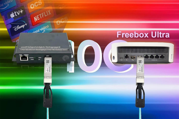 Elfcam® - 10Gb Konverter Fiber Ethernet mit 1x RJ45 10Gb Port auf 1x 10Gb SFP+ Port, 10GbE LWL Medie
