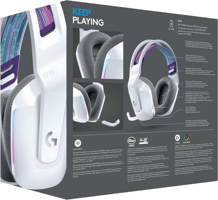 Logitech G733 LIGHTSPEED kabelloses Gaming-Headset mit Kopfbügel, LIGHTSYNC RGB, Blue VO!CE Mikrofon