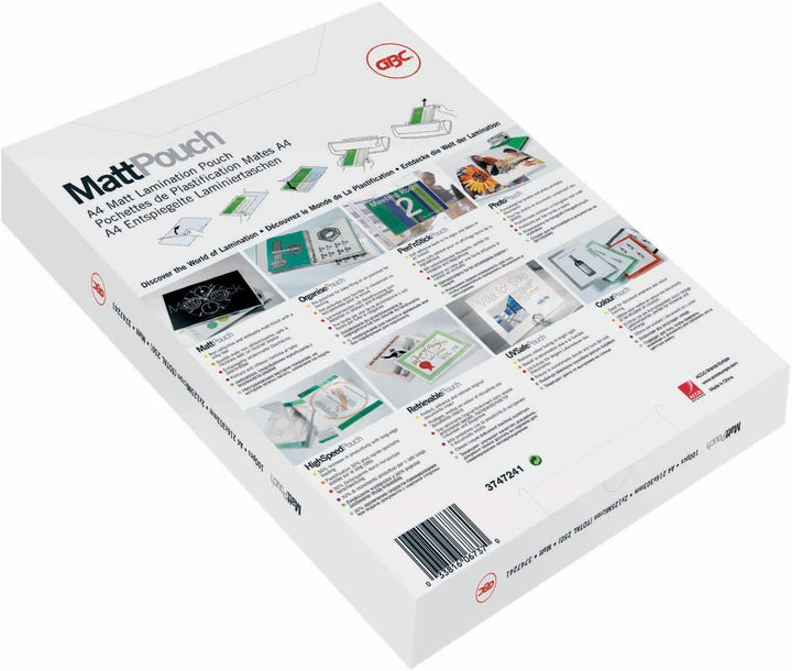 GBC Laminierfolien A4 Matt 125 mic, Beschriftbare Oberfläche, Robuste Laminiertaschen im 100er Pack,