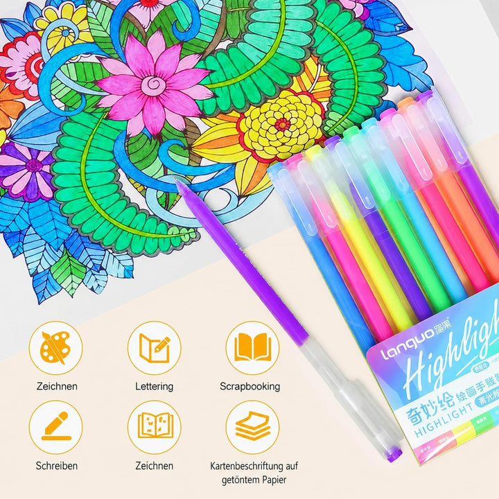 Laconile 168 Farben Glitzerstifte Gel – 0,6mm Feine Spitze Gel Pens Set & Gelstifte Set – Glitzer Ge