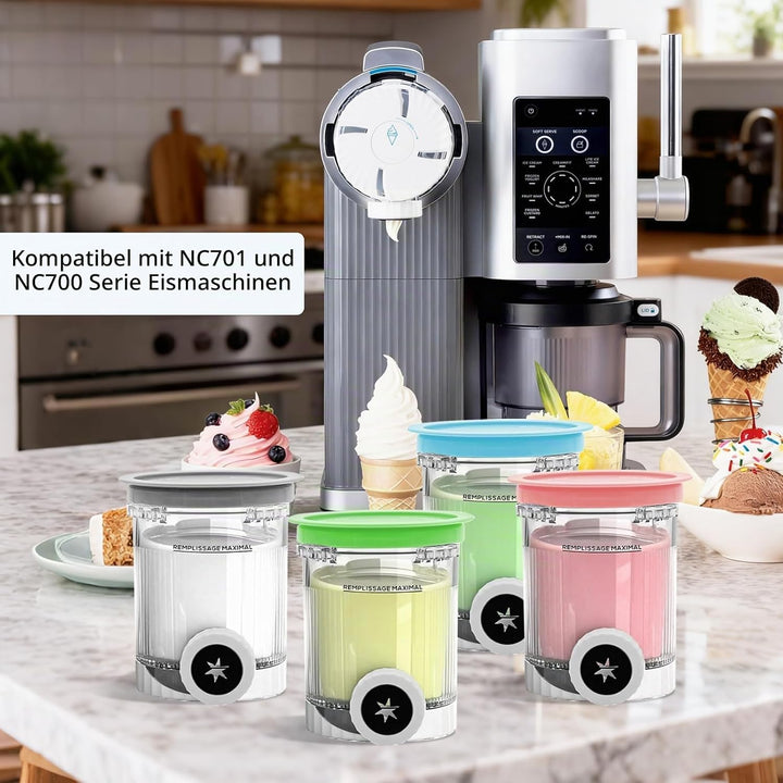 Creami Behälter für Ninja Swirl Creami NC700 NC701EU Serie, 4 Stück Eiscreme Behälte 480ML BPA-Frei