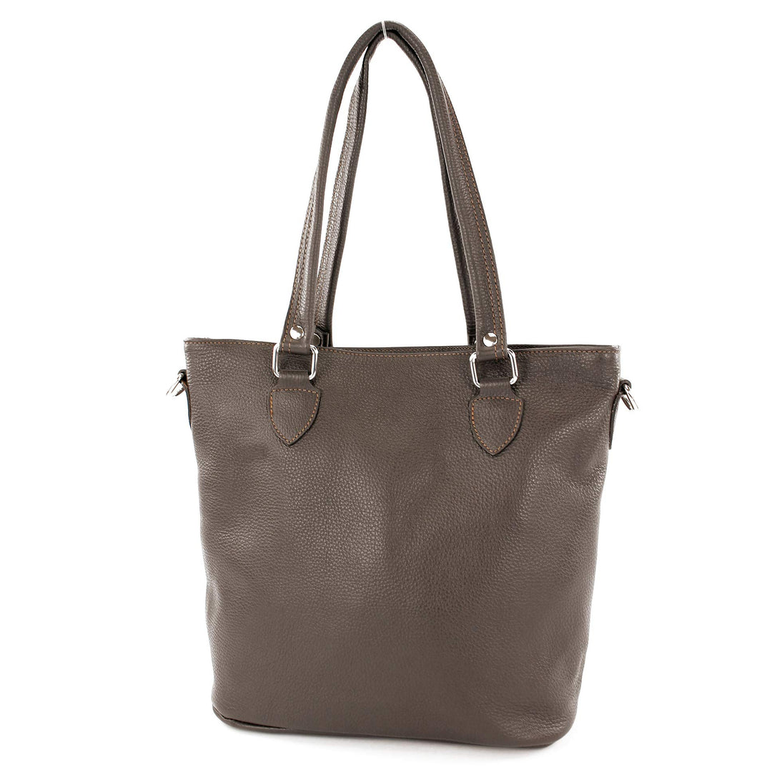 modamoda de - T215 - Italienische Ledertasche Shopper Large Dark Chocolate, Dark Chocolate