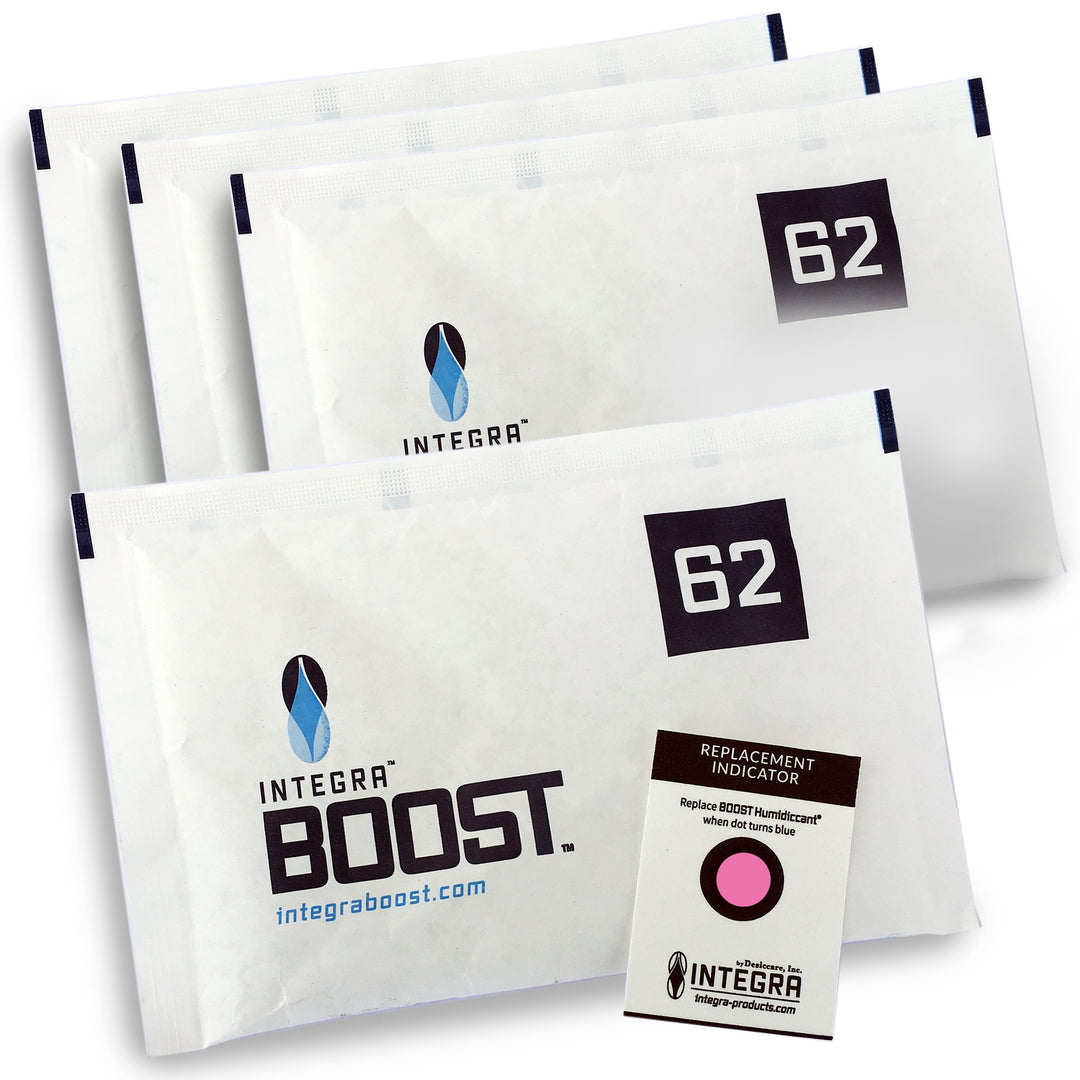 Integra Boost 62% - 4 x 67g Feuchtigkeitsregler I 2-Wege Luftbefeuchter mit Indikator Anzeige - Luft