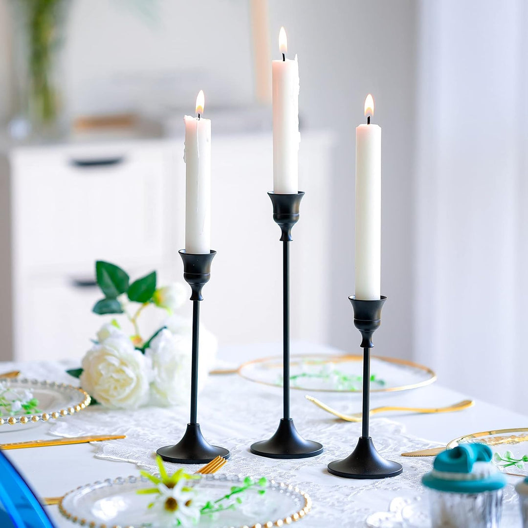 Romadedi Kerzenständer für Stabkerzen aus Metall, 6er-Set, Schwarz 2 Set/ 6 PCS Schwarz, 2 Set/ 6 PC