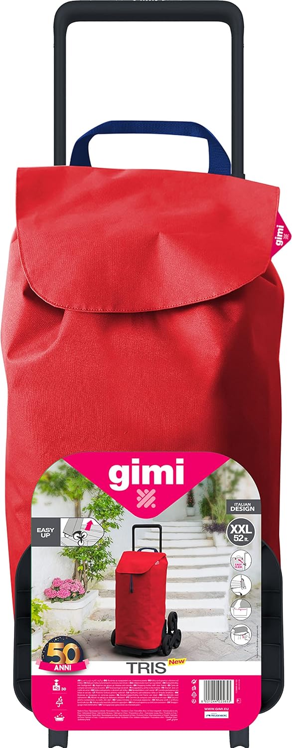 Gimi Einkaufstrolley mit 6 Rädern, wasserdichte Tasche, 100% Polyester, Fassungsvermögen 52 l, 44,1