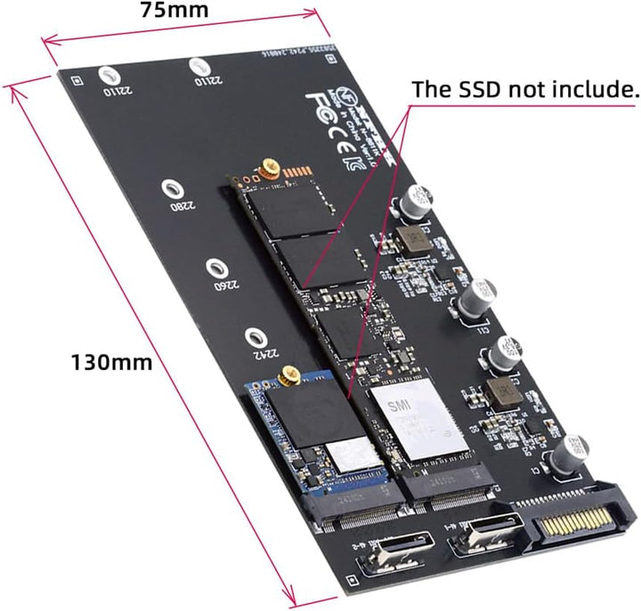 Cablecc Dual SFF-8612 SFF-8611 Oculink zu M-Key NVME M.2 NGFF PCIe SSD 2280 22110mm Adapter für Main
